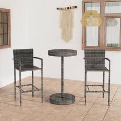 bar de jardin 3 pcs Résine tressée Gris alsavelo