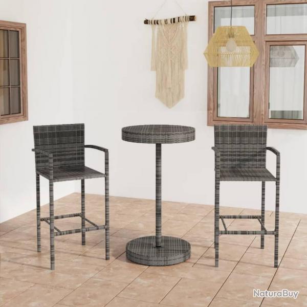 bar de jardin 3 pcs Rsine tresse Gris alsavelo
