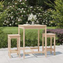 bar de jardin 3 pcs bois de pin massif