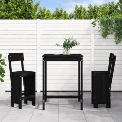 bar de jardin 3 pcs noir bois de pin massif