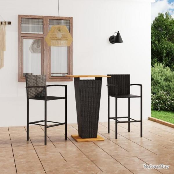 bar de jardin 3 pcs Noir