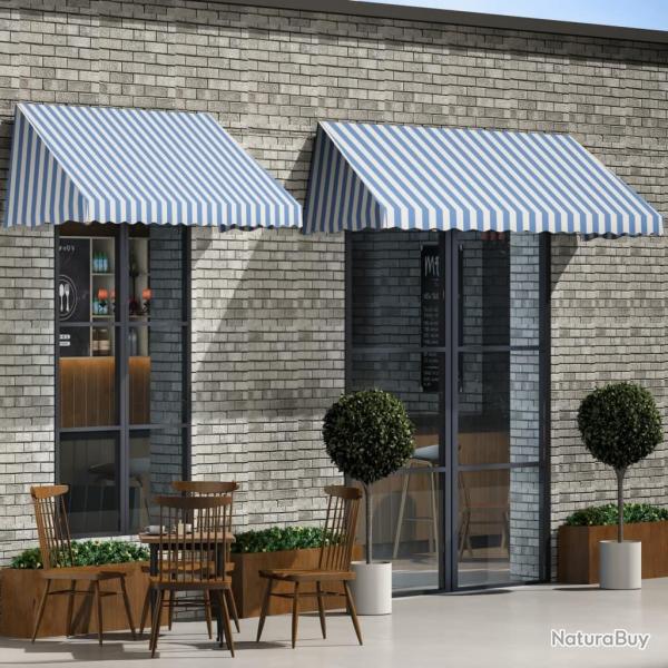 Auvent de bistro 400x120 cm Bleu et blanc alsavelo