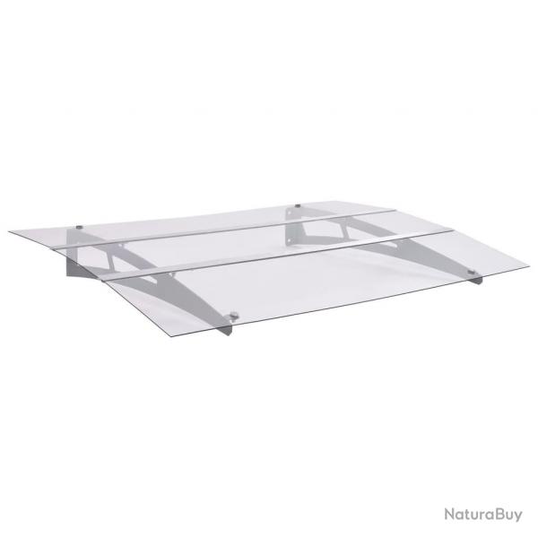 Auvent de porte argent et transparent 150x90 cm PET alsavelo