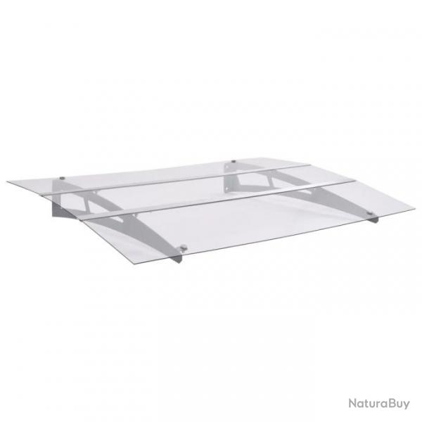 Auvent de porte argent et transparent 120x90 cm polycarbonate