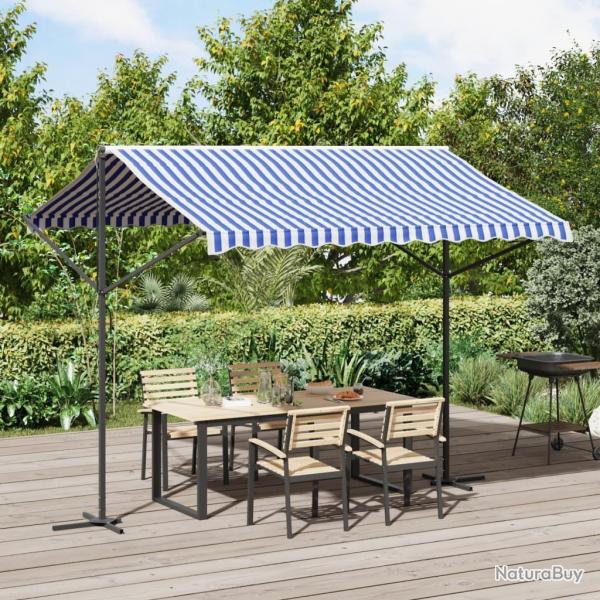 Auvent autoportant bleu et blanc 300x300 cm tissu et acier alsavelo