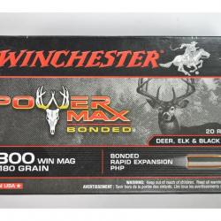 1 BOITE DE 20 MUNITIONS CALIBRE 300 WM WINCHESTER POWERMAX BONDED 180 GR/11.7G NEUVE