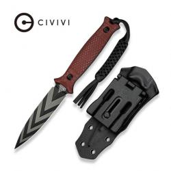 Couteau CIVIVI Perfrico Burgundy Lame Dague Acier 14C28N Manche G-10 Étui Kydex CIVC230263