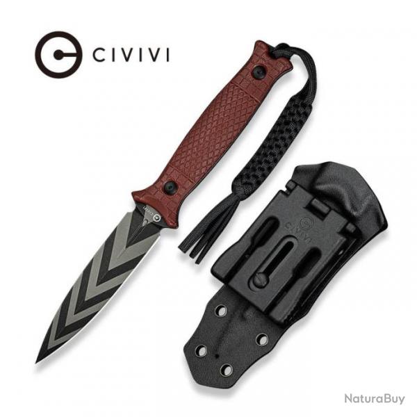 Couteau CIVIVI Perfrico Burgundy Lame Dague Acier 14C28N Manche G-10 tui Kydex CIVC230263