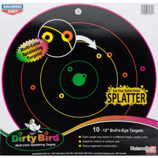 20 Cibles Dirty Birds multicolores 20cm - Birchwood Casey