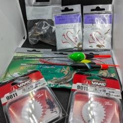 Lot pêche HAMEÇONS VMC + BAS DE LIGNE ACIERS CANNELLE+ 3 FLOTTEURS OFFERT !