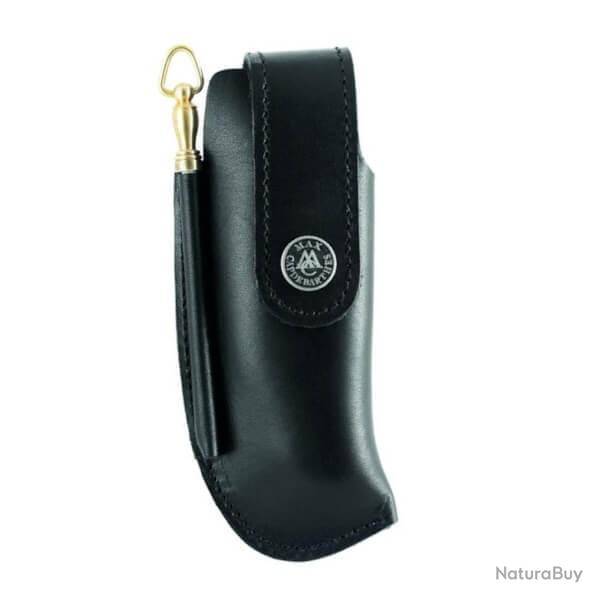 76312 Etui Max Capdebarthes cuir noir pour couteaux de chasse et fusil