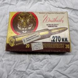 BOITE DE 20 CARTOUCHES  WEATHERBY  270 WEATHERBY MAGNUM  SOFT POINT