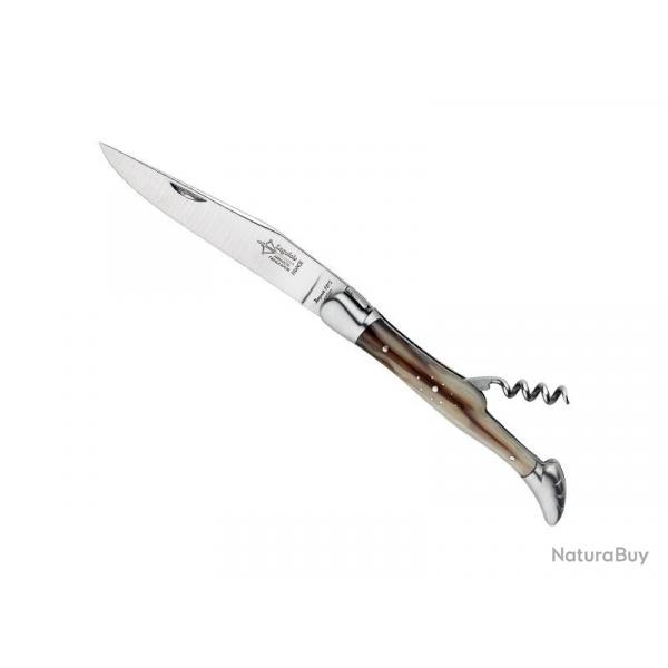 LAGUIOLE G.DAVID 2P FACON CORNE BLONDE MITRES INOX MAT 12CM