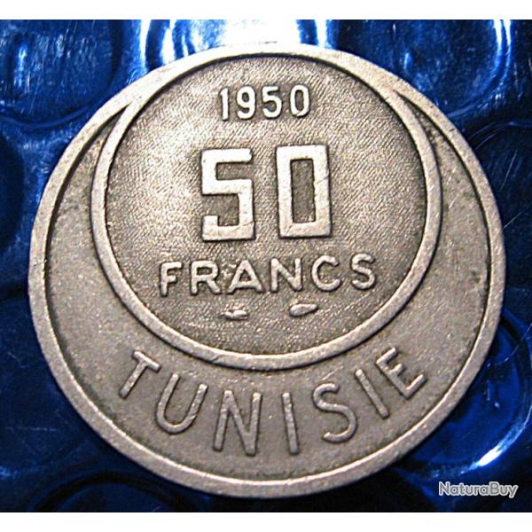 TUNISIE piece de 50 francs  1950 (protectorat franais) TTB