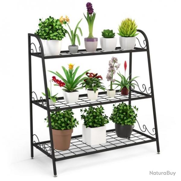 Etagre Plantes Dcorations Fer 3 Etages Niveaux Echelle Pieds Rglables Accessoire Supports Jardin