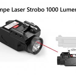 Lampe Laser Rouge sur batterie rechargeable 1000 Lumens Strobo
