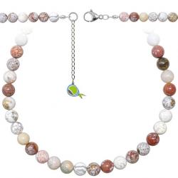 Collier en jaspe océan - Perles rondes 8 mm - 38 cm