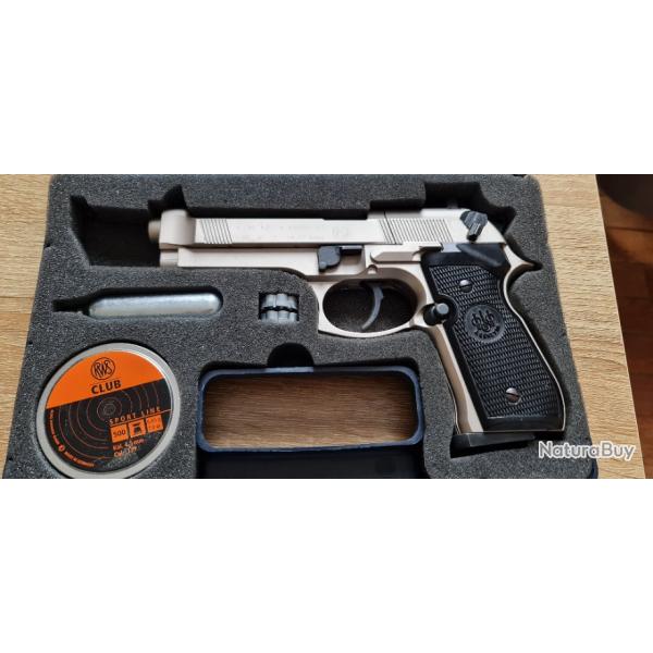 Beretta M 92 FS nickel co2 plomb  jupe cal 4.5 mm .177 diabolo