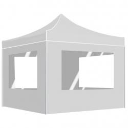 Tente de réception pliable avec parois Aluminium 3x3 m Blanc alsavelo