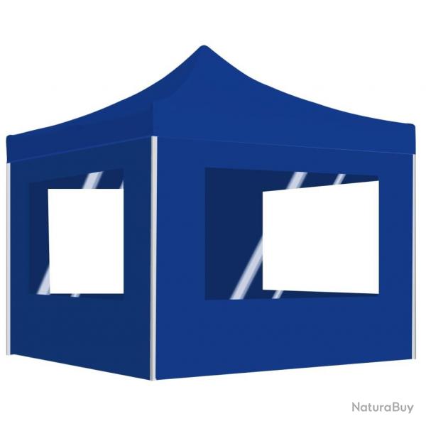 Tente de rception pliable avec parois Aluminium 2x2 m Bleu alsavelo