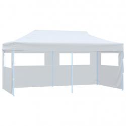 Tente de réception pliable avec parois 3 x 6 m Acier Blanc alsavelo