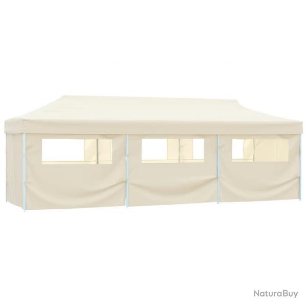 Tente de rception pliable avec 8 parois 3x9 m Blanc cass alsavelo