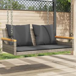 Balancelle avec coussins gris 109x62x40 cm résine tressée alsavelo