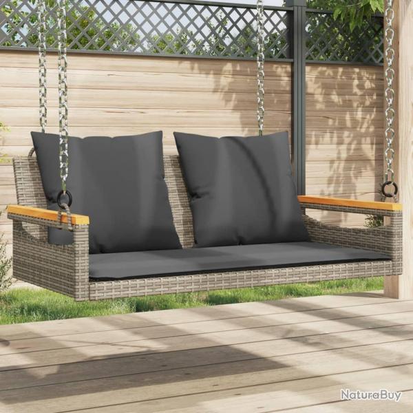 Balancelle avec coussins gris 109x62x40 cm rsine tresse alsavelo