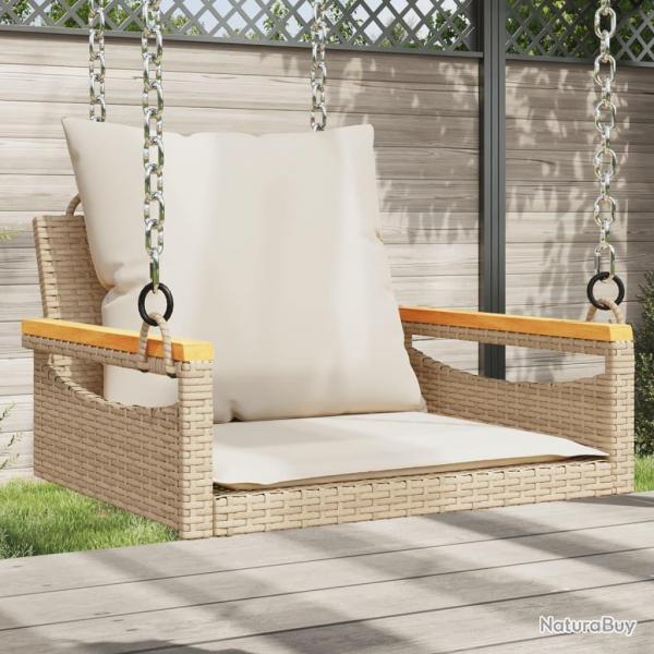 Balancelle avec coussins beige 63x62x40 cm rsine tresse alsavelo