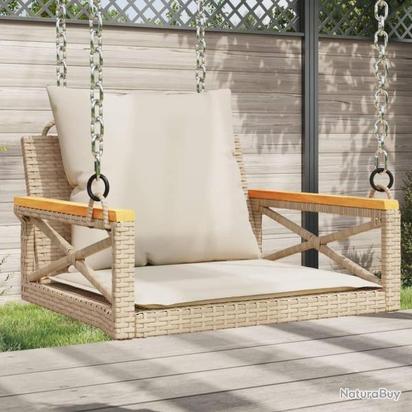 Balancelle avec coussins beige 63x62x40 cm rsine tresse alsavelo