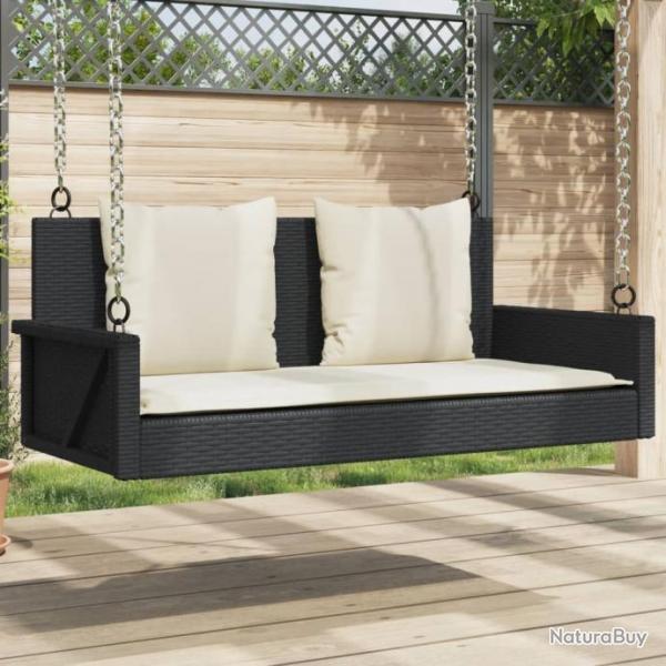 Balancelle avec coussins noir 119x56x48 cm rsine tresse