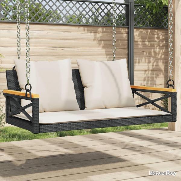Balancelle avec coussins noir 109x62x40 cm rsine tresse alsavelo