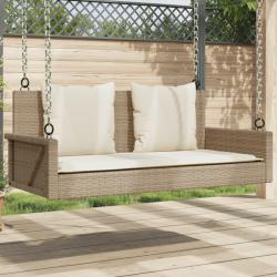 Balancelle avec coussins beige 119x56x48 cm résine tressée alsavelo