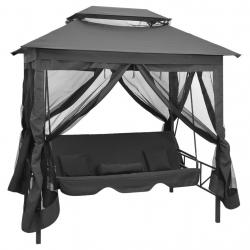 Balancelle convertible à auvent Anthracite 220x160x240 cm Acier alsavelo