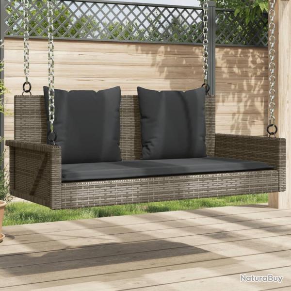 Balancelle avec coussins gris 119x56x48 cm rsine tresse alsavelo