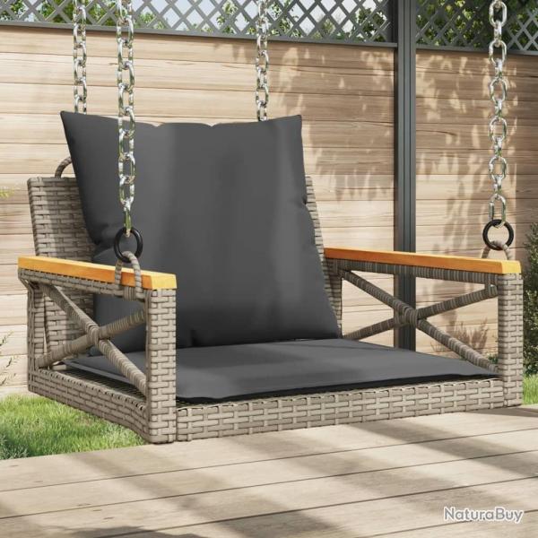 Balancelle avec coussins gris 63x62x40 cm rsine tresse alsavelo