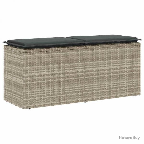 Banc de jardin coussin gris clair 110x40x44 cm rsine tresse alsavelo