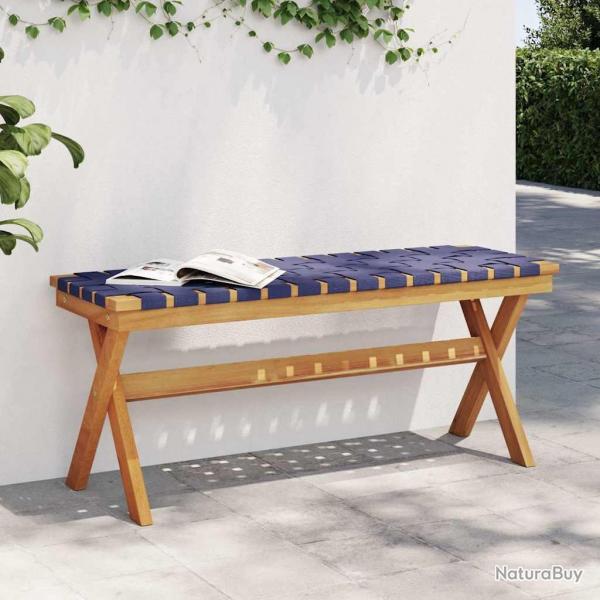 Banc de jardin bleu fonc bois massif d'acacia et tissu alsavelo