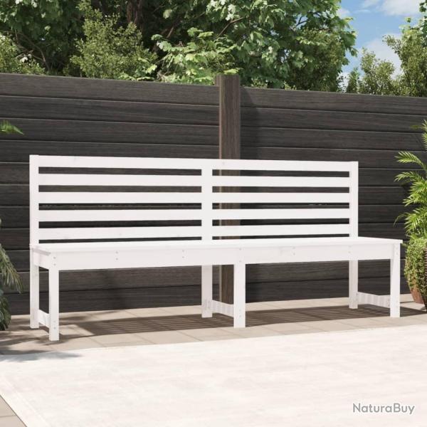 Banc de jardin blanc 201,5 cm bois massif de pin alsavelo