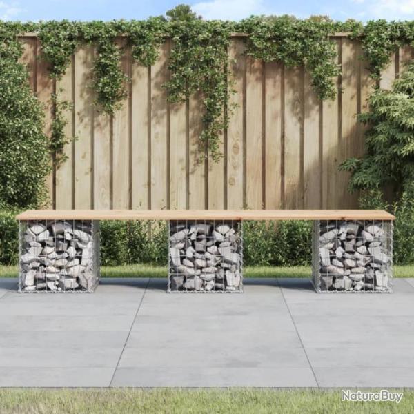 Banc de jardin design de gabion 203x44x42 cm bois massif de pin