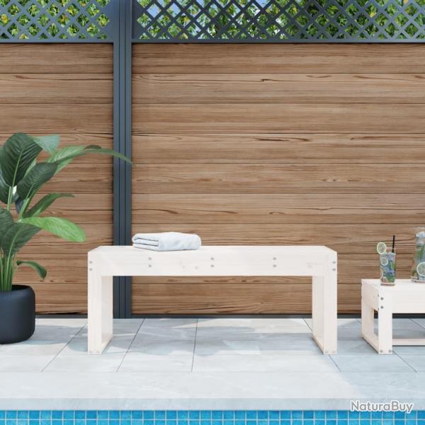 Banc de jardin blanc 110x38x45 cm bois massif de pin alsavelo