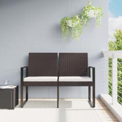 Banc de jardin à 2 places avec coussins marron PP rotin alsavelo