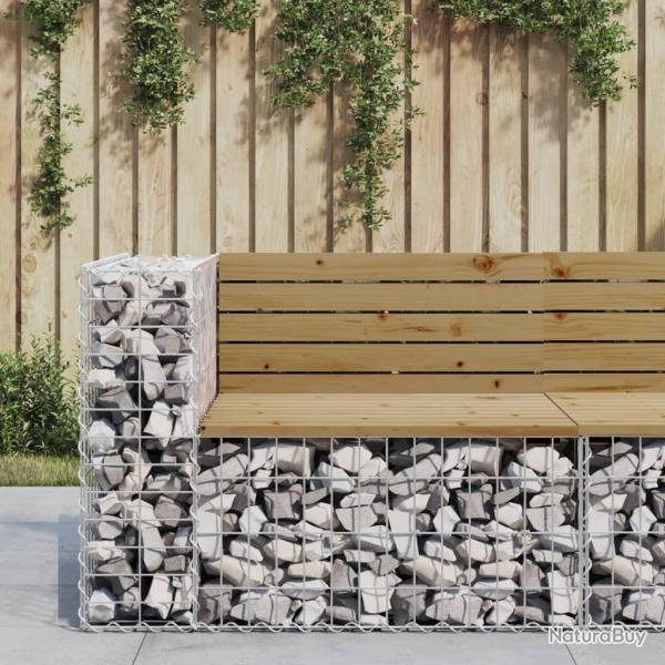 Banc de jardin design gabion 92x71x65,5cm bois de pin imprgn alsavelo