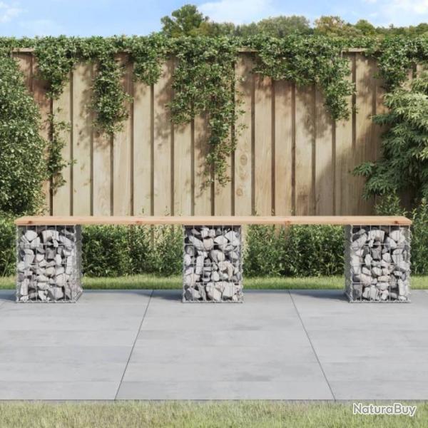 Banc de jardin design de gabion 203x31x42 cm bois massif de pin