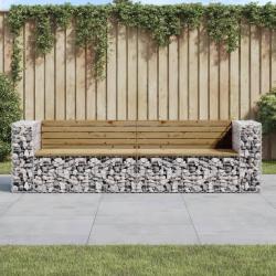 Banc de jardin design gabion 244x71x65,5cm bois de pin imprégné alsavelo