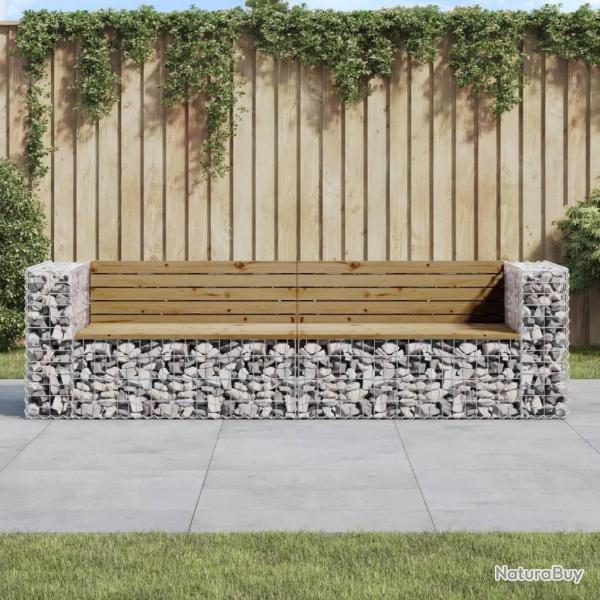 Banc de jardin design gabion 244x71x65,5cm bois de pin imprgn alsavelo