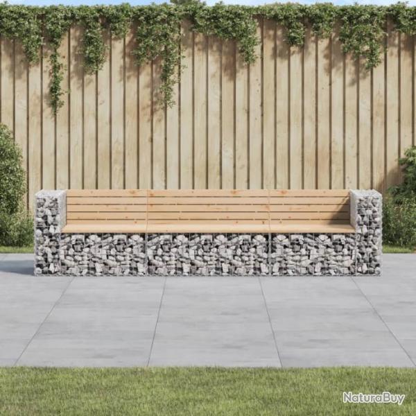 Banc de jardin design gabion 287x71x65,5 cm bois massif de pin