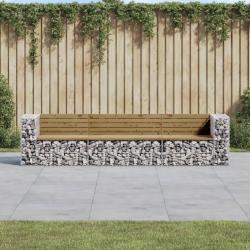 Banc de jardin design gabion 287x71x65,5cm bois de pin imprégné alsavelo