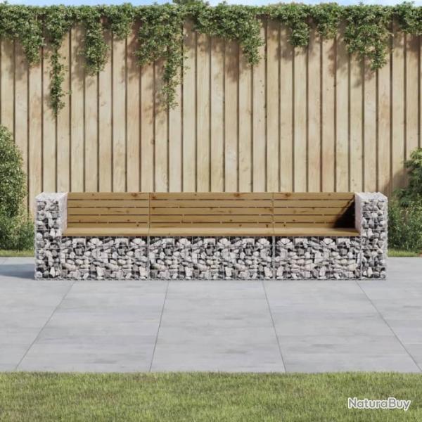 Banc de jardin design gabion 287x71x65,5cm bois de pin imprgn