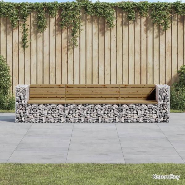 Banc de jardin design gabion 287x71x65,5cm bois de pin imprgn alsavelo